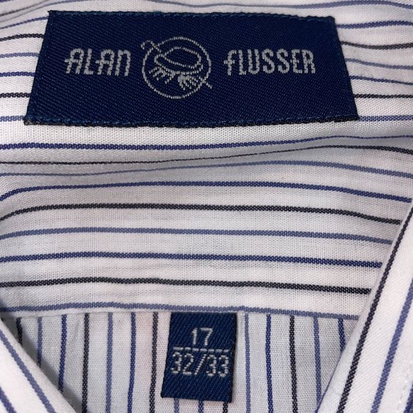 Men's Alan Flusser Stripe Long Sleeve‎ Button Down Shirt 17 32/33 - Picture 3 of 4